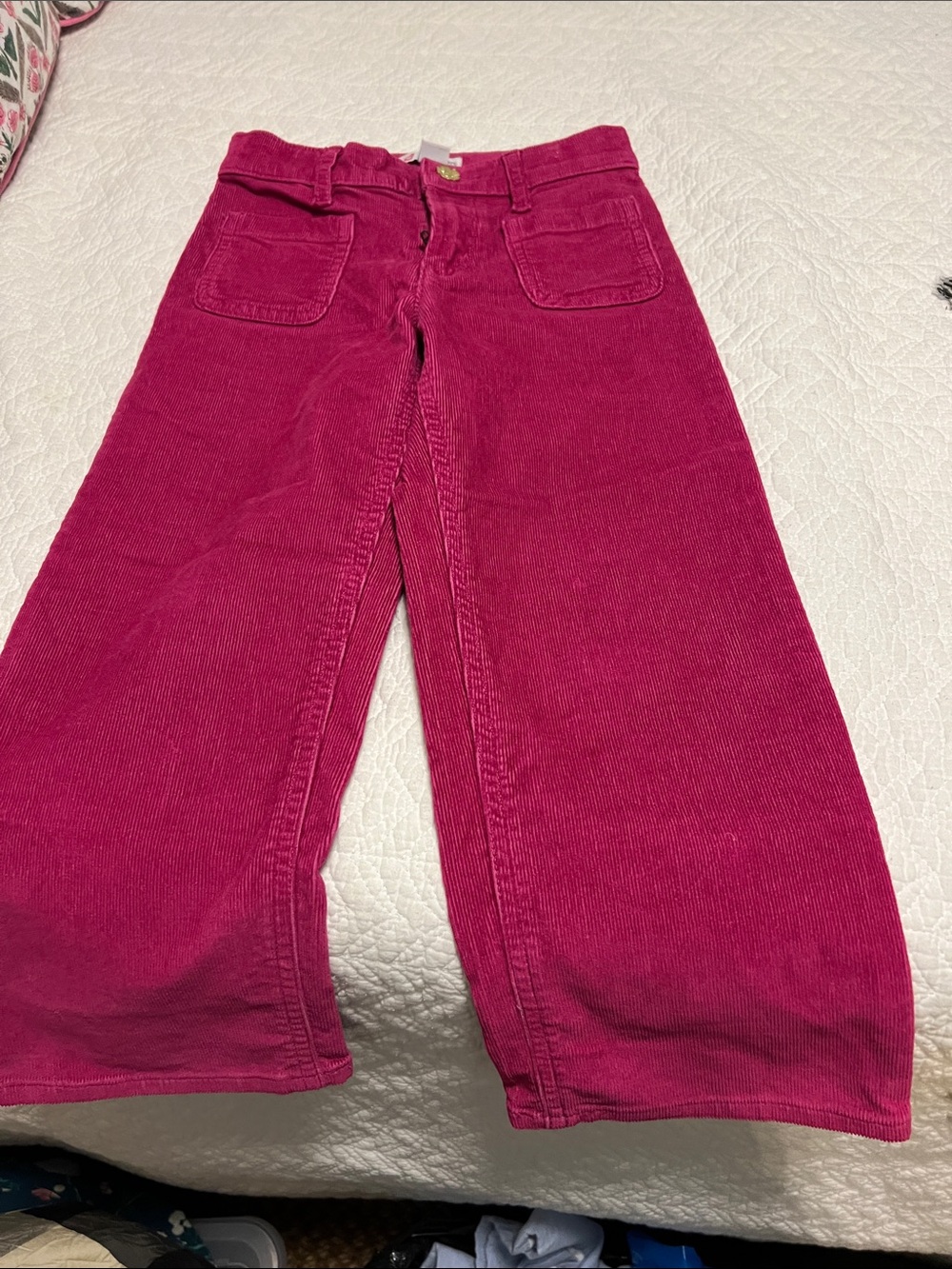 Crewcuts Girls Wide-Leg Corduroy Pants - Deep Pink